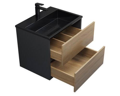 Раковина для ванной полувстраиваемая Uperwood Barsa, 60 см, черная глянцевая