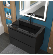 Раковина для ванной Uperwood Olivia 70 см, черная глянцевая