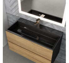 Раковина для ванной полувстраиваемая Uperwood Barsa, 90 см, черная глянцевая