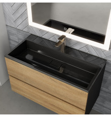 Раковина для ванной полувстраиваемая Uperwood Barsa, 90 см, черная глянцевая