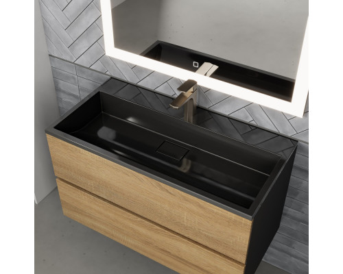 Раковина для ванной полувстраиваемая Uperwood Barsa, 90 см, черная глянцевая