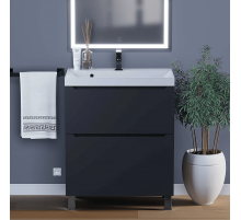 Тумба под раковину для ванной комнаты Uperwood Tanos напольная (70 см, черная, 2 ящика)