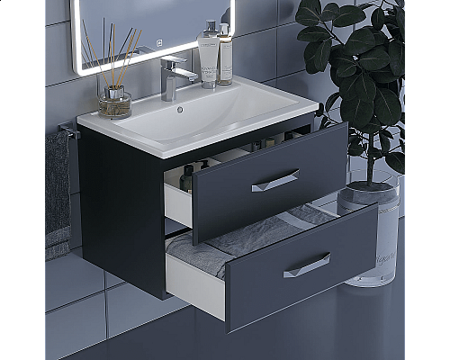 Santeh-Crystal.ru: Тумба с раковиной для ванной Uperwood Foster (70 см, подвесная, черная) Купить Тумба с раковиной для ванной Uperwood Foster (70 см, подвесная, черная) в магазине сантехники Santeh-Crystal.ru