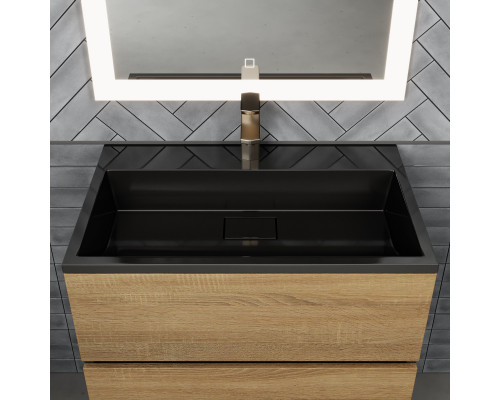 Раковина для ванной полувстраиваемая Uperwood Barsa, 70 см, черная глянцевая