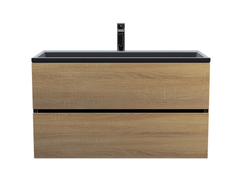 Раковина для ванной полувстраиваемая Uperwood Barsa, 90 см, черная глянцевая