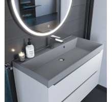 Раковина кварцевая для ванной Uperwood Classic Quartz (90 см, серая матовая, бетон)