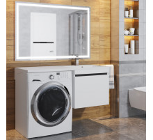 Тумба с раковиной под стиральную машину Uperwood Magenta (60/120 см, подвесная, белая/графит, выдвижной ящик, правая)