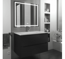 Тумба с раковиной для ванной Uperwood Next (80 см, подвесная, черная матовая)