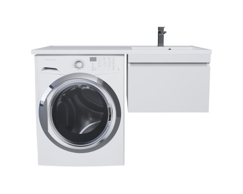 Тумба с раковиной под стиральную машину Uperwood Magenta (60/120 см, подвесная, белая, выдвижной ящик, правая)