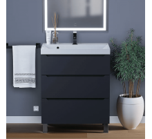 Тумба под раковину для ванной комнаты Uperwood Tanos напольная (70 см, черная, 3 ящика)