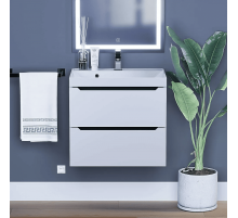 Тумба с раковиной для ванной Uperwood Tanos (60 см, подвесная, матовая, белая/графит)