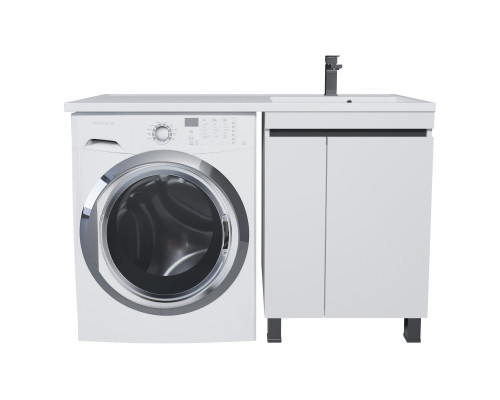 Тумба с раковиной под стиральную машину Uperwood Magenta (60/120 см, напольная, белая/графит, с дверцами, правая)