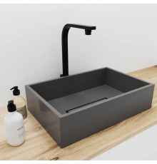 Раковина для ванной комнаты накладная Uperwood Angkor (60x40 см, прямоугольная, графит)