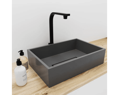 Заказать Раковина для ванной комнаты накладная Uperwood Angkor (60x40 см, прямоугольная, графит) в магазине сантехники Santeh-Crystal.ru