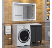 Тумба с раковиной под стиральную машину Uperwood Magenta (60/120 см, напольная, черная, с дверцами, правая)