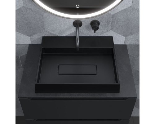 Раковина накладная кварцевая Uperwood Tanos Quartz 50 см, прямоугольная, без отверстия для смесителя, уголь