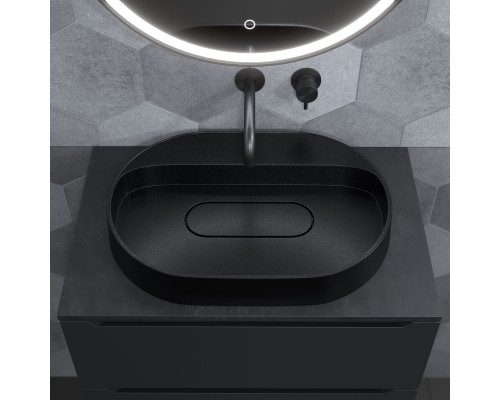 Раковина накладная кварцевая Uperwood Tanos Quartz 55 см, овальная, без отверстия для смесителя, космос