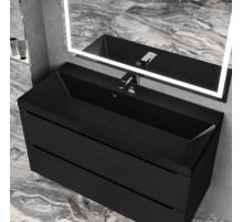 Раковина для ванной Uperwood Classic New 100 см, черная глянцевая, с накладкой для слива