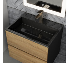 Раковина для ванной полувстраиваемая Uperwood Barsa, 60 см, черная глянцевая