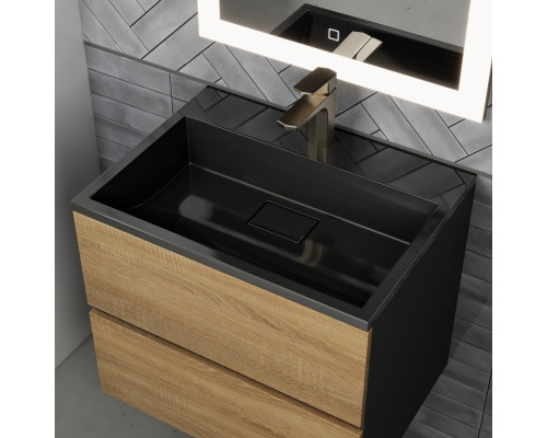 Раковина для ванной полувстраиваемая Uperwood Barsa, 60 см, черная глянцевая