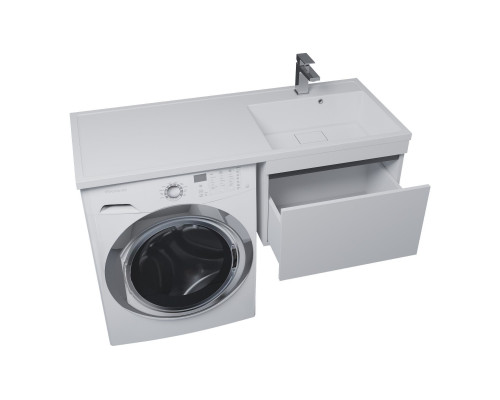 Тумба с раковиной под стиральную машину Uperwood Magenta (60/120 см, подвесная, белая/графит, выдвижной ящик, правая)