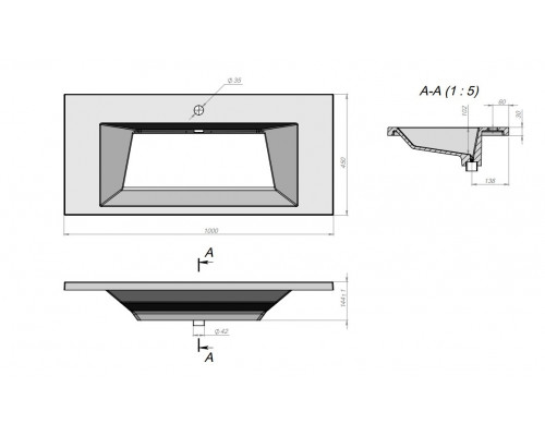Раковина для ванной Uperwood Olivia 100 см, белая глянцевая