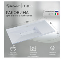 Раковина для ванной полувстраиваемая Uperwood Lotus 100 см, прямоугольная, белая матовая
