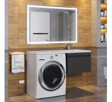 Тумба с раковиной под стиральную машину Uperwood Magenta (60/120 см, подвесная, черная, выдвижной ящик, правая)