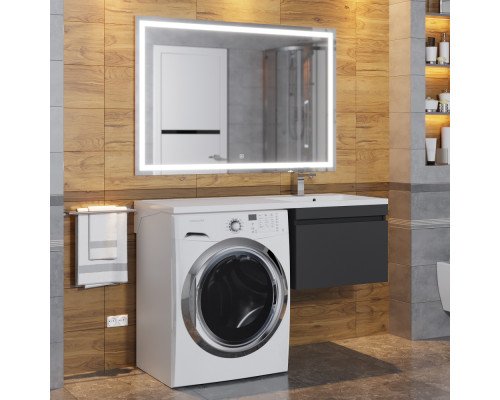 Тумба с раковиной под стиральную машину Uperwood Magenta (60/120 см, подвесная, черная, выдвижной ящик, правая)