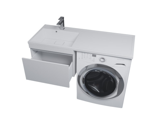 Тумба с раковиной под стиральную машину Uperwood Magenta (60/120 см, подвесная, белая, выдвижной ящик, левая)