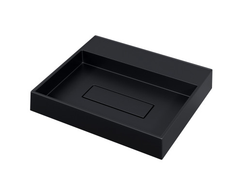 Раковина накладная кварцевая Uperwood Tanos Quartz 50 см, прямоугольная, без отверстия для смесителя, уголь