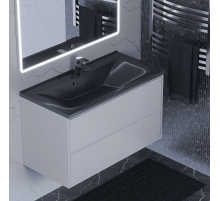 Раковина для ванной полувстраиваемая Uperwood Elen (90 см, с декоративной накладкой, черный металл)