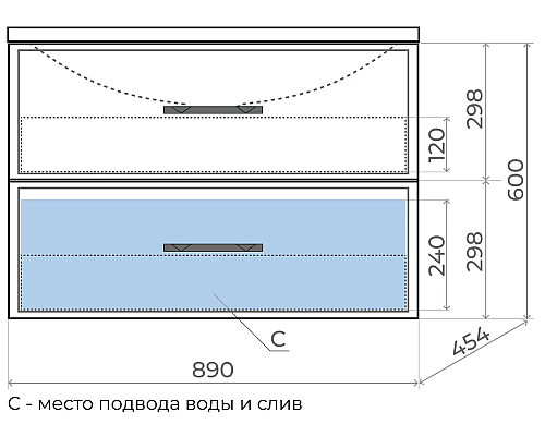 Заказать Тумба под раковину для ванной комнаты Uperwood Foster (90 см, подвесная, черная) в магазине сантехники Santeh-Crystal.ru