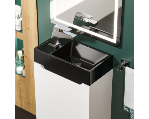 Раковина для ванной Uperwood Classic New 40 см, черная глянцевая, с накладкой для слива