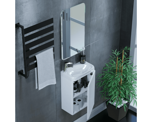 Заказать Тумба с раковиной для ванной Uperwood Bio (40 см, подвесная, белый глянец) в магазине сантехники Santeh-Crystal.ru