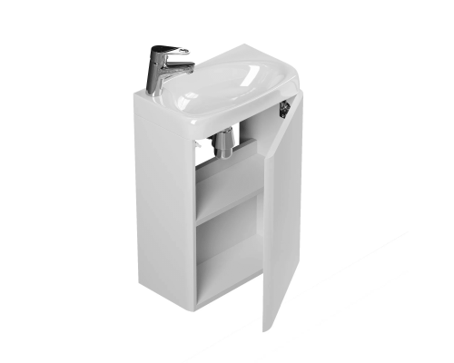 Заказать Тумба с раковиной для ванной Uperwood Bio (40 см, подвесная, белый глянец) в магазине сантехники Santeh-Crystal.ru