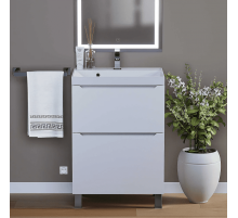 Тумба под раковину для ванной комнаты Uperwood Tanos напольная (60 см, белая, 2 ящика)
