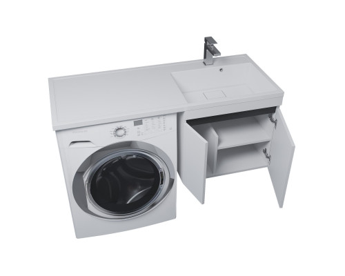 Тумба с раковиной под стиральную машину Uperwood Magenta (60/120 см, подвесная, белая/графит, с дверцами, правая)