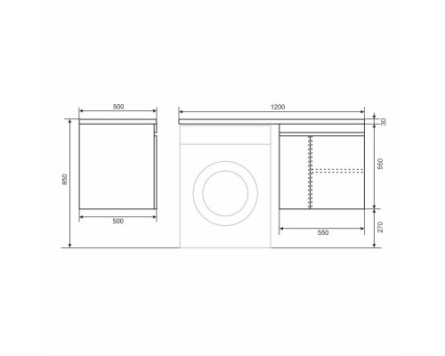 Тумба с раковиной под стиральную машину Uperwood Magenta (60/120 см, подвесная, белая/графит, с дверцами, правая)