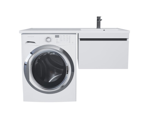 Тумба с раковиной под стиральную машину Uperwood Magenta (60/120 см, подвесная, белая/графит, выдвижной ящик, правая)