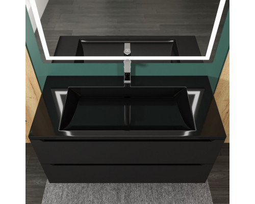 Раковина для ванной полувстраиваемая Uperwood Infinity 100х45х15,3 см, черная глянцевая