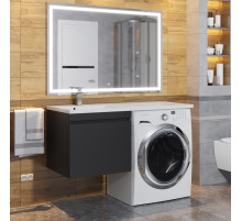 Тумба с раковиной под стиральную машину Uperwood Magenta (60/120 см, подвесная, черная, выдвижной ящик, левая)