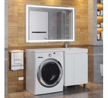 Тумба с раковиной под стиральную машину Uperwood Magenta (60/120 см, напольная, белая, с дверцами, правая)