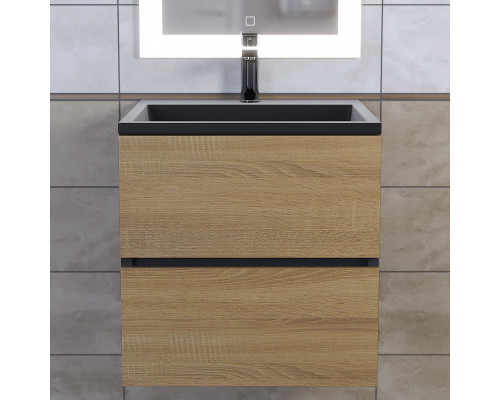 Раковина для ванной полувстраиваемая Uperwood Barsa, 50 см, черная глянцевая