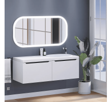 Тумба с раковиной для ванной комнаты Uperwood Tanos-Bruks (120 см, подвесная, правая, белая/графит)