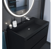 Раковина кварцевая для ванной Uperwood Classic Quartz (80 см, черная матовая, уголь)