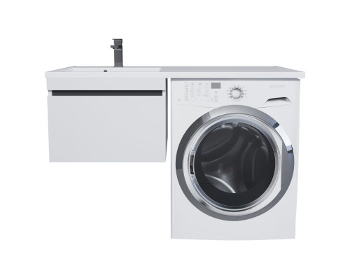 Тумба с раковиной под стиральную машину Uperwood Magenta (60/120 см, подвесная, белая/графит, выдвижной ящик, левая)