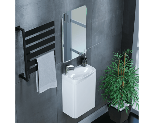 Заказать Тумба с раковиной для ванной Uperwood Bio (40 см, подвесная, белый глянец) в магазине сантехники Santeh-Crystal.ru