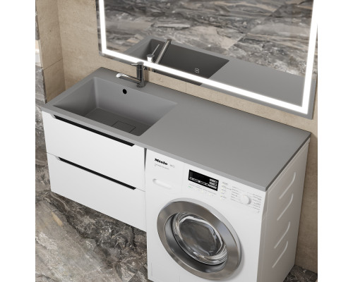 Раковина над стиральной машиной Uperwood Cosmos 120 см, левая, серый шелк