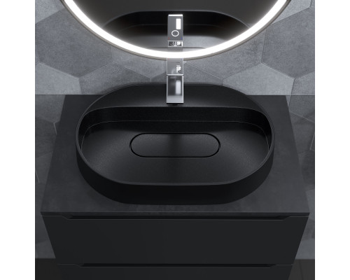 Раковина накладная кварцевая Uperwood Tanos Quartz 55х40х10 см, овальная, черная матовая, космос